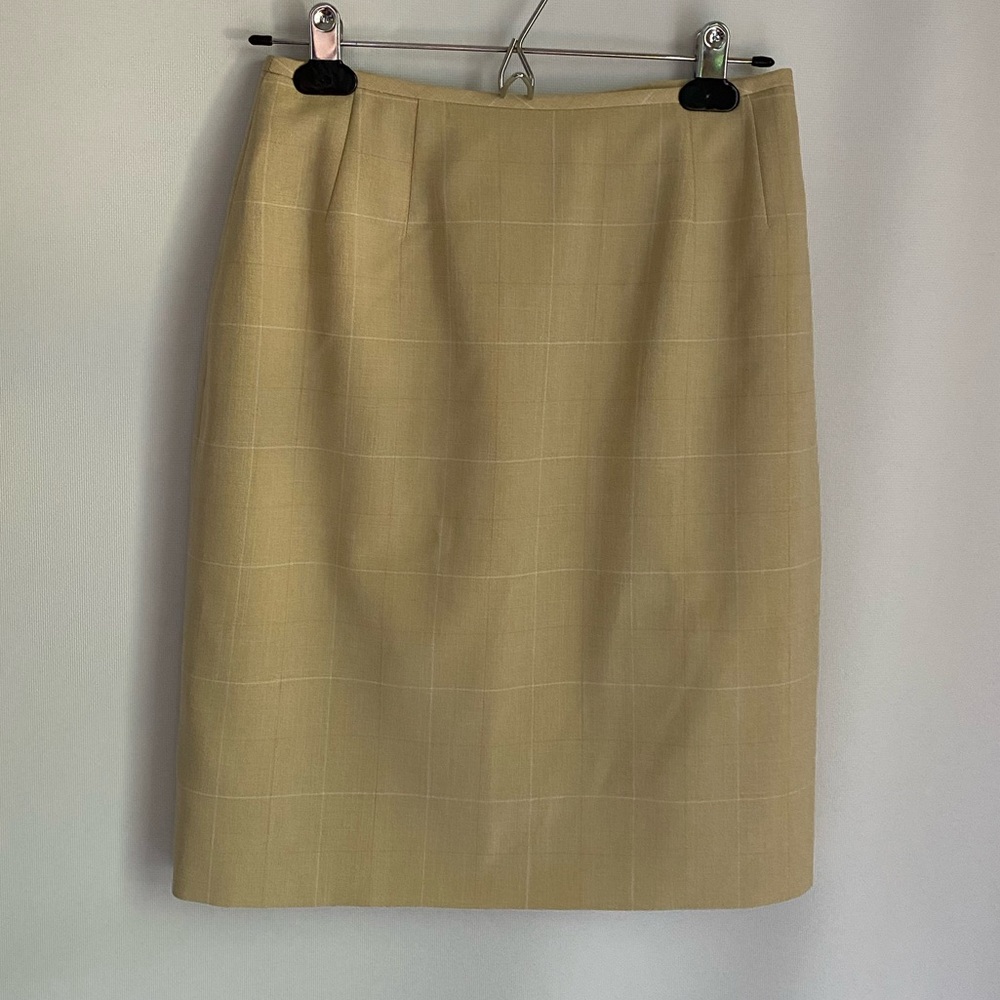 Cream plaid pencil skirt size 6p fall skirt
